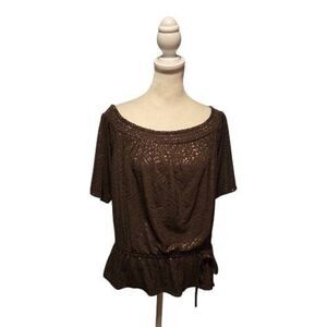 White House Black Market Expresso Off The Shoulder Peplum Top Size Small